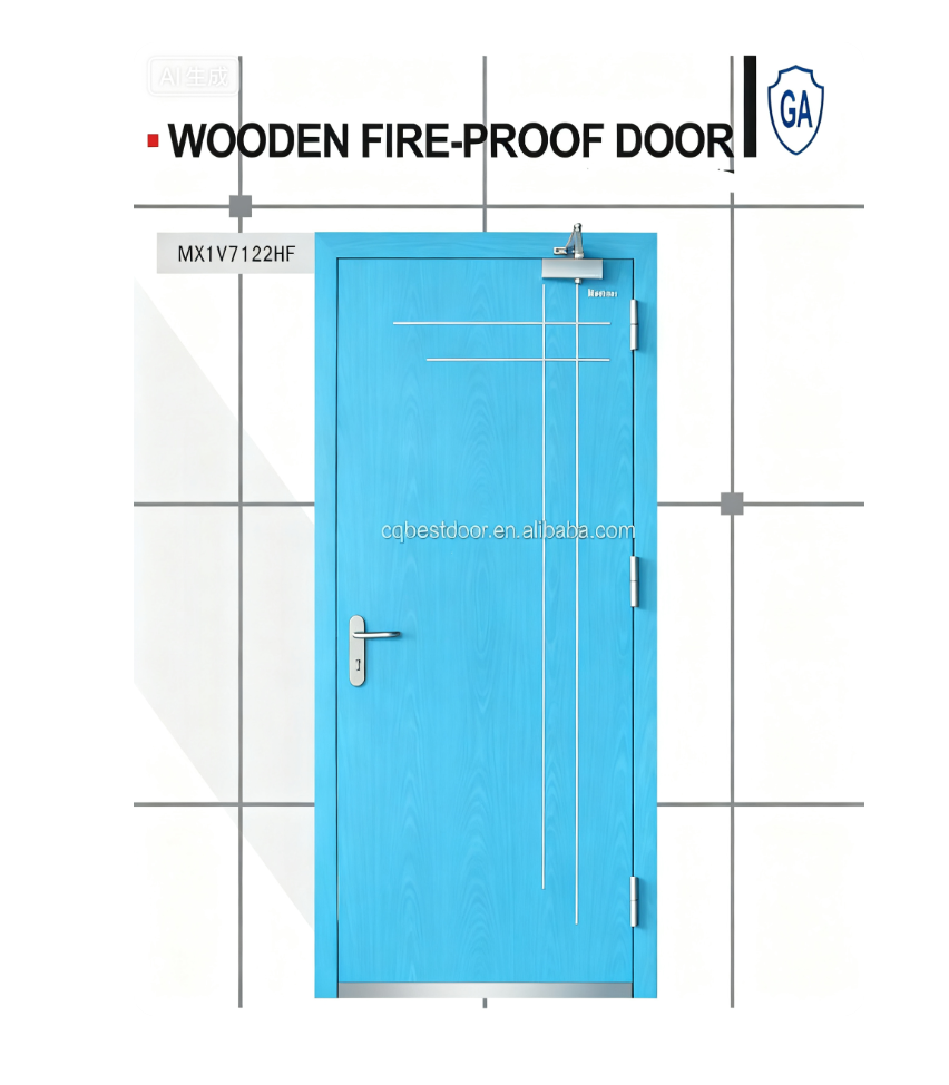 Wooden Door Leaf & Steel Frame Composite Fire-Rated Door (Fire Class: 30min/60min) - Image 5