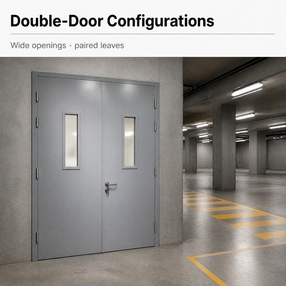 Steel Fire Door Double Leaf 3 Hour Fire Rated with Vision Panel for Warehouse Stairwell Parking Garage Commercial - Image 5