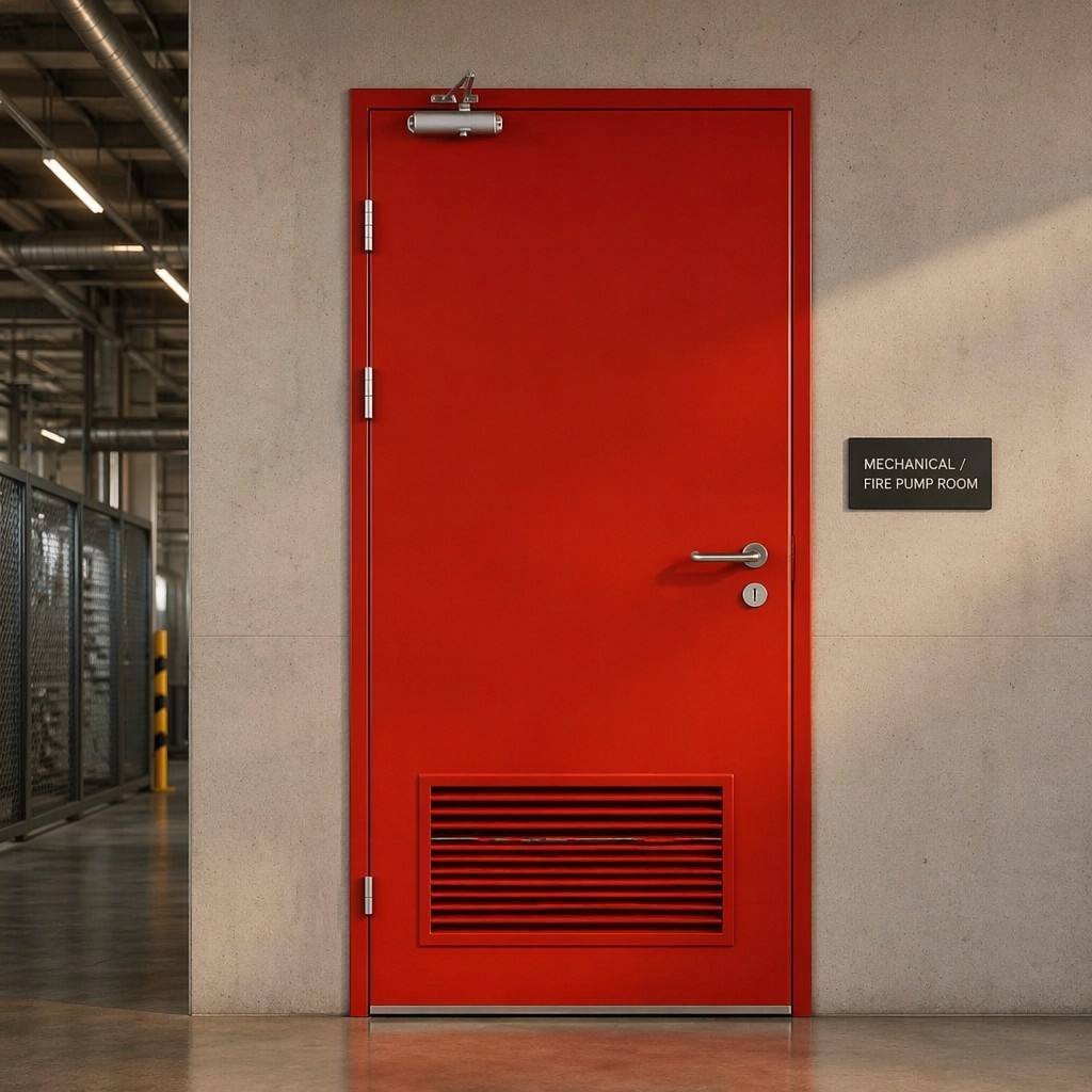 CE Approved 180 Min Fire Rated Steel Door Commercial Fireproof Entry Door with Ventilation Louver for Workshop School - Image 5