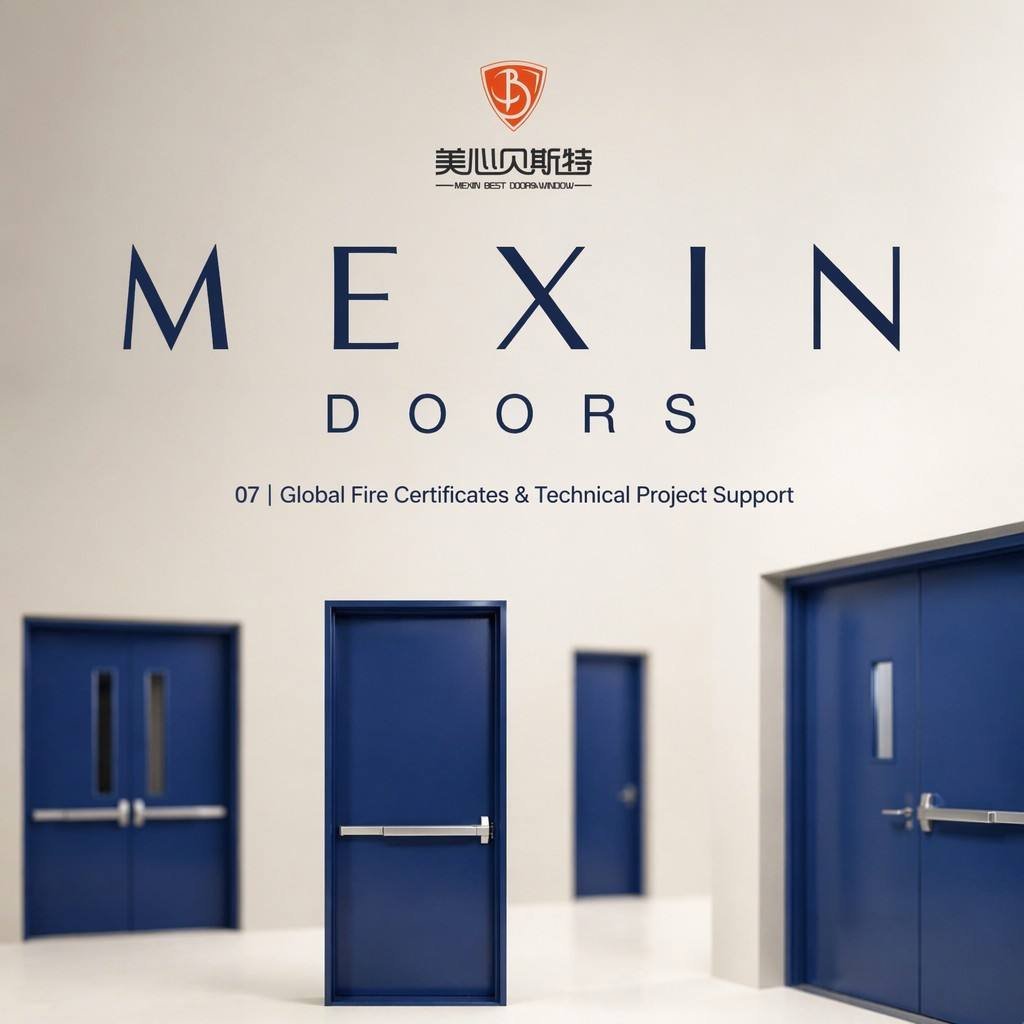Modern Blue Industrial Fireproof Door with Vision Lite Window and Ventilation Louver Steel Security Entry Door for School - Image 5