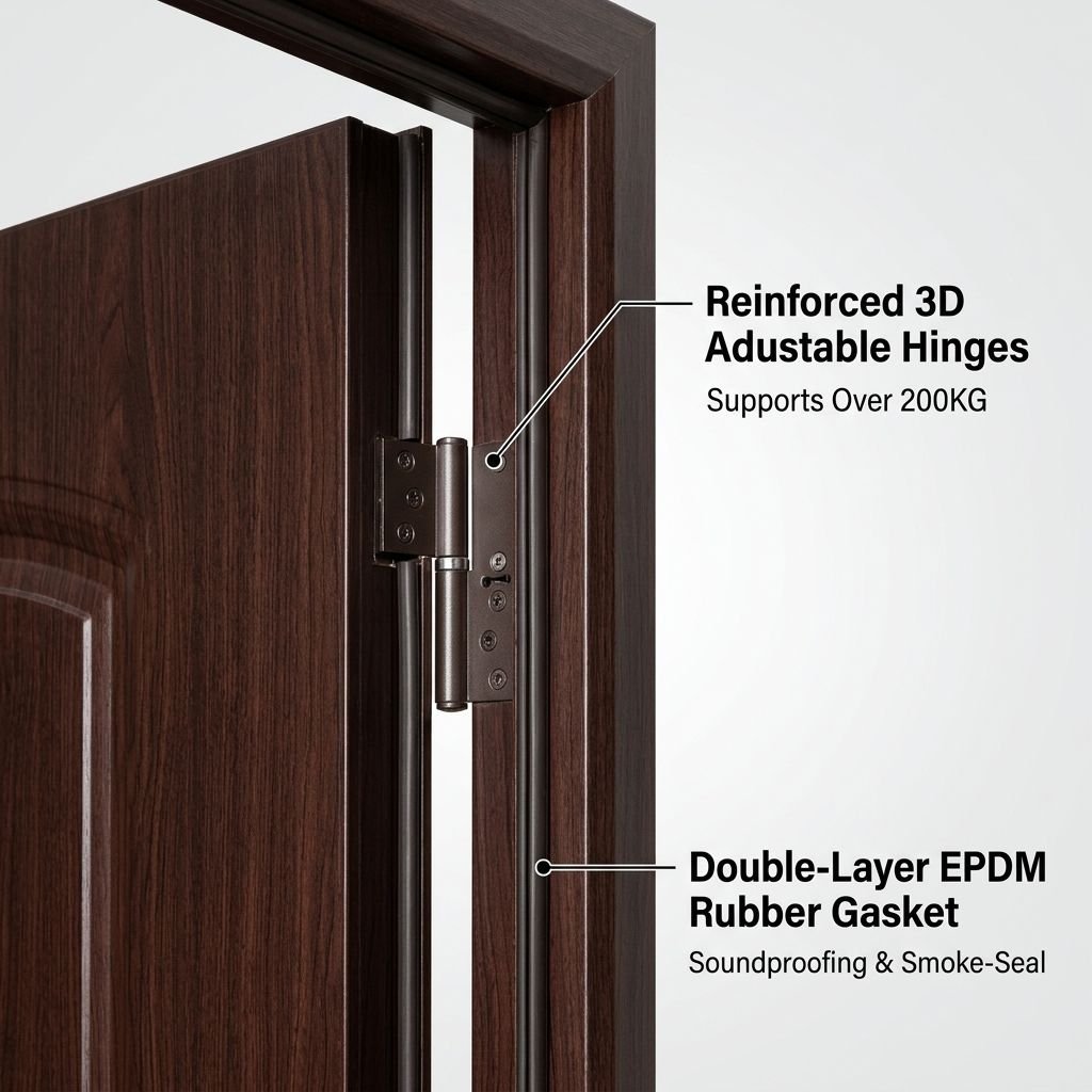 Wholesale European Design Main Entrance Door High Security 3H Fireproof Soundproof Armored Door Set OEM/ODM Factory Price - Image 5