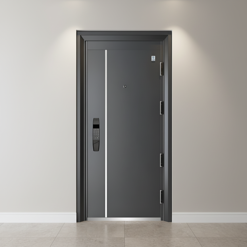 Modern Steel Security Door Anti-Theft Fire Rated Finished Outdoor Entrance Door for Home Apartment Factory Supply - Image 5