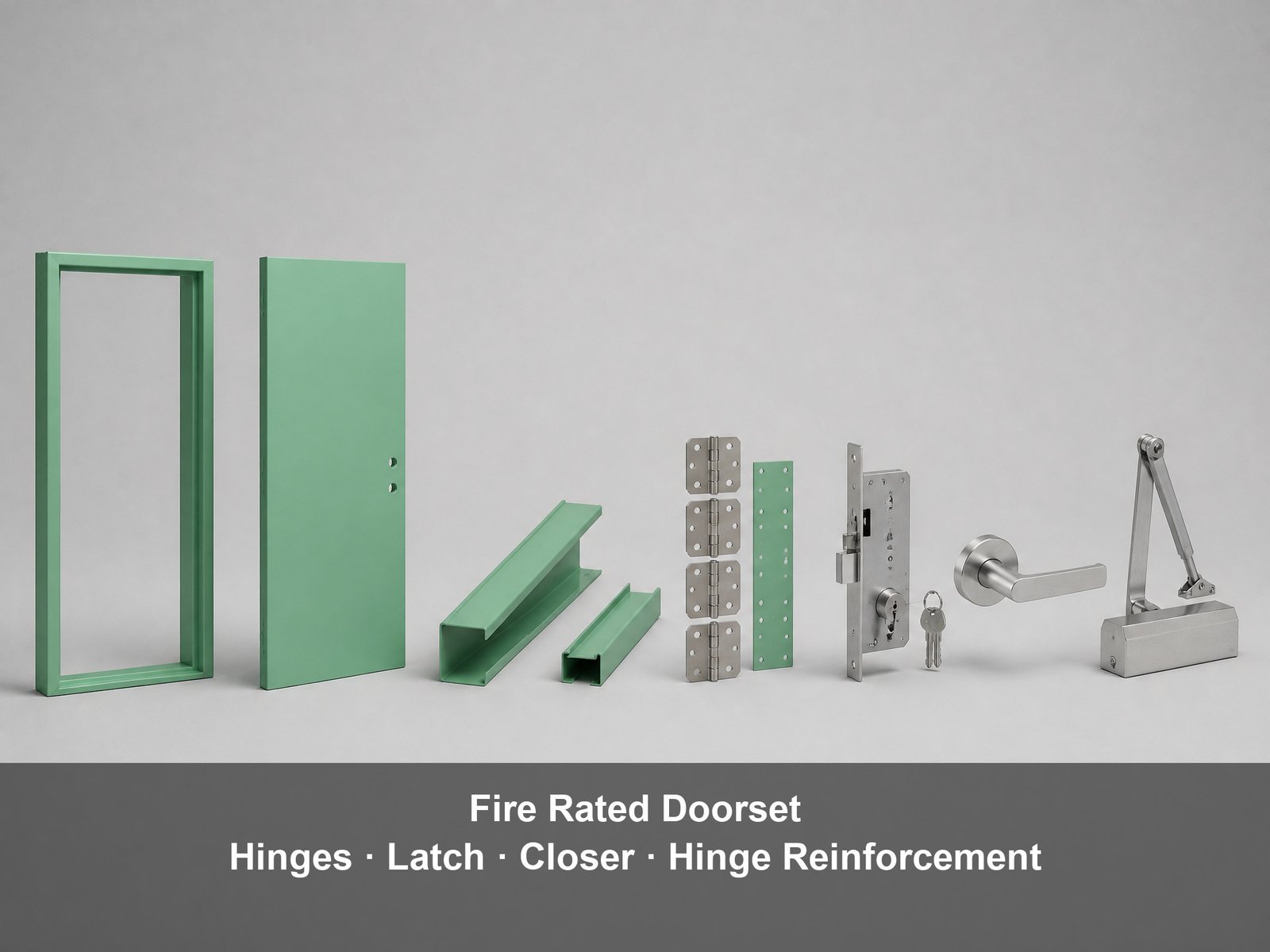 Steel Door 3 Hour Fire Rated Hollow Metal Fire Door UL Listed WHI Green Single Leaf Positive Pressure Steel Frame - Image 6
