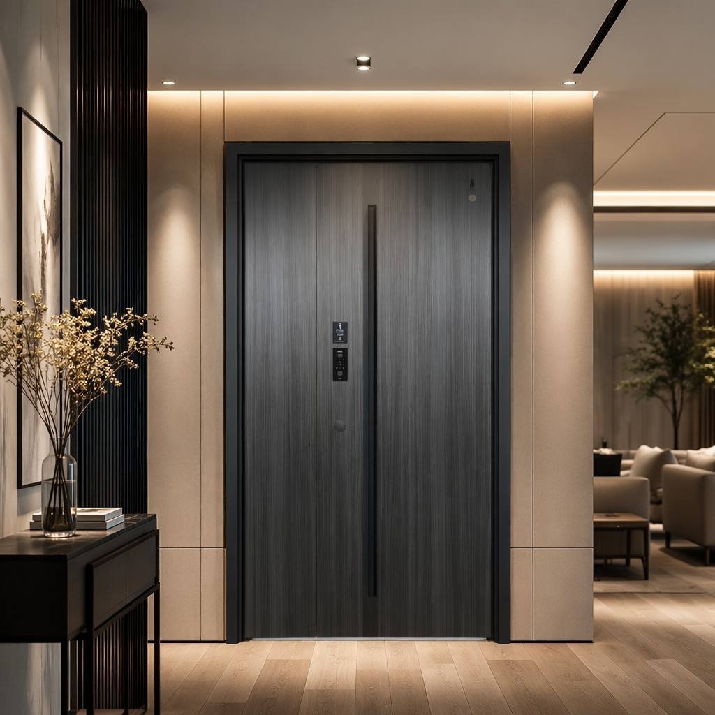 Premium Anti-Theft Metal Entry Door with Smart Biometric Lock Weather-Resistant Finished Cast Aluminum Front Door - Image 6