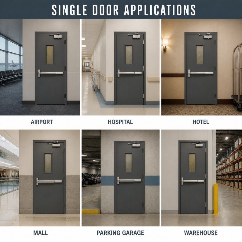 3Hour Fire Rated single Leaf Steel Fire Door with Fire Rated Vision Panel for US Commercial Building Projects - Image 6