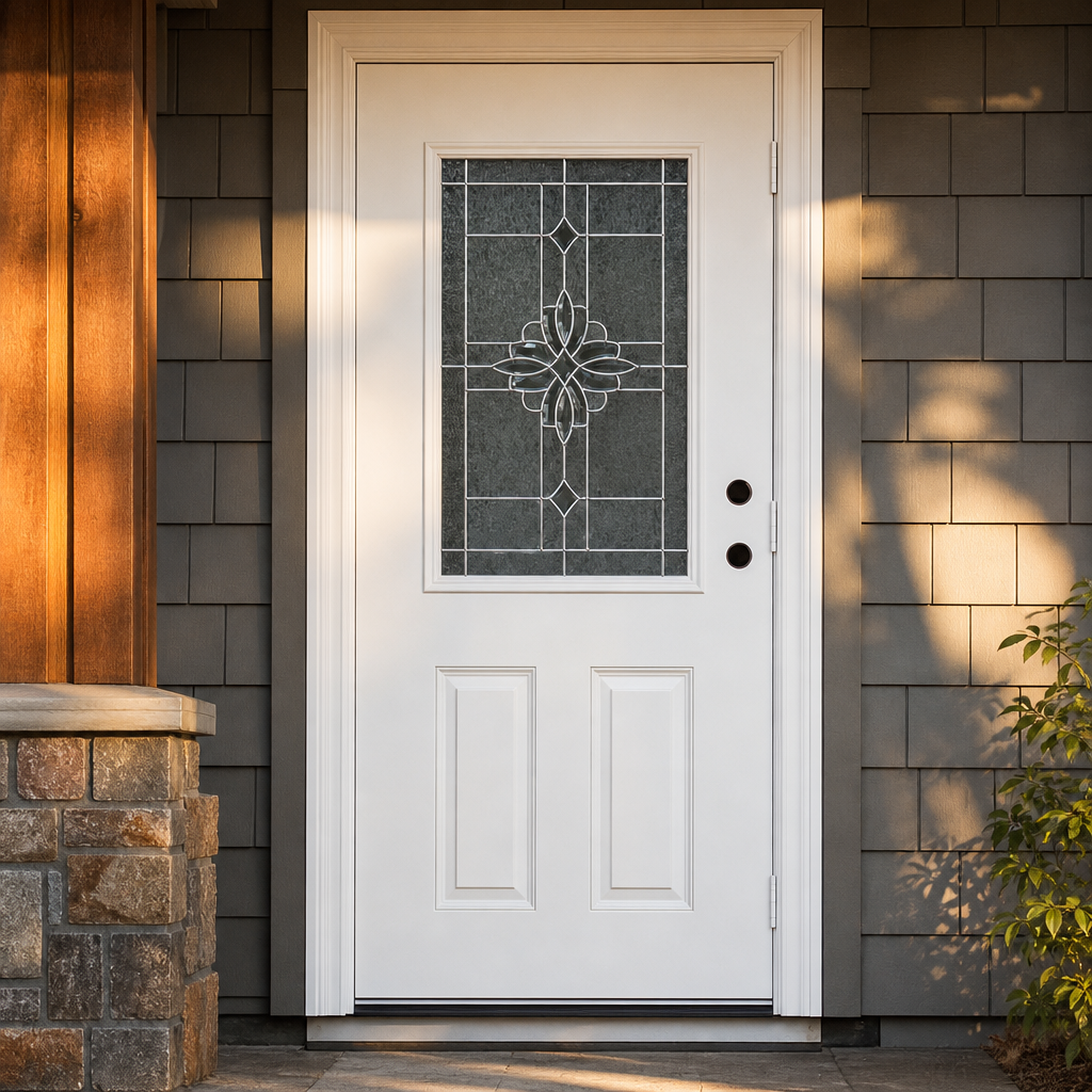 European Front Door Diamond Leaded Glass Insert Warp-Free Rot-Proof Thermally Broken Exterior Security Door - Image 6