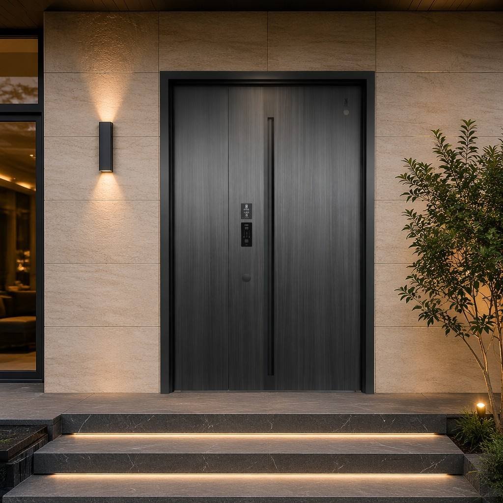 Premium Anti-Theft Metal Entry Door with Smart Biometric Lock Weather-Resistant Finished Cast Aluminum Front Door - Image 7